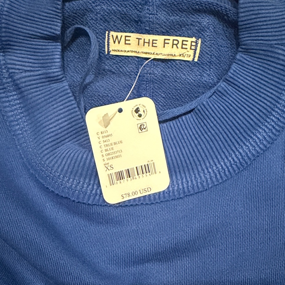NWT Free People We The Free Hi-Lo Pullover True Blue - Picture 7 of 7